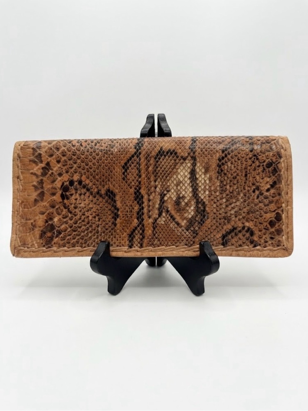 Vintage Genuine Snakeskin Leather Clutch Wallet Boho Western
